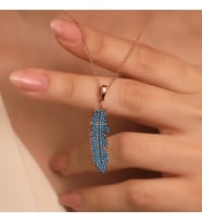 925 Ayar Gümüş Firuze Taşlı Tüy Kolye
