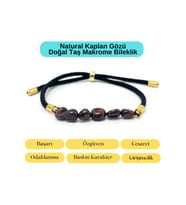 Sertifikalı Natural Kırmızı Kaplan Gözü Doğal Taş Makrome Bileklik Ayarlanabilir Ölçü