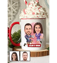 Eşe Yıldönümü Hediyesi Karikatürlü Kırmızı Kupa Bardak