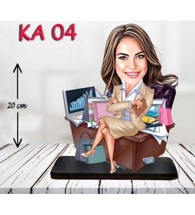 Kişiye Özel Ahşap Biblo - Masa Başı Karikatür Biblo - Kadın Biblo 2