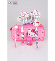 DEKOMUS İLE YENİ SEZON LİSANSLI HELLO KITTY KIRTASİYE SETİ KALEM ÇANTASI,UÇLU KALEM,KALEMTRAŞ,SİLGİ TEPELİ GEÇMELİ KURŞUN KALEM VE ROKET SİLGİ SETİ (Pembe)