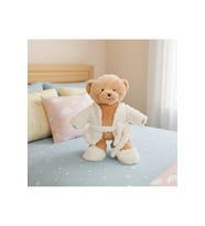 Sevimli Pijamalı Terlikli Peluş Ayı 40 cm (Çok Renkli)