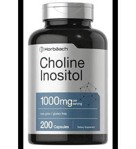 Horbaach Choline Inositol 1000mg 200 Capsules Non-GMO, Gluten Free (Renksiz)