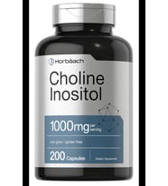 Horbaach Choline Inositol 1000mg 200 Capsules Non-GMO, Gluten Free (Renksiz)