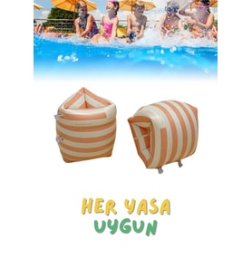 Çizgi Desen Turuncu Her Yaşa Uygun Yürüyen Kolluk, Şişme Deniz Havuz Yüzme Kolluğu, Yüzme Ekipmanları