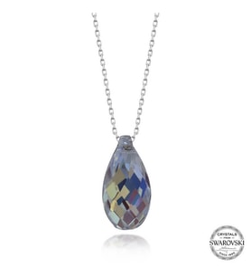 Swarovski Crystal Taşlı Drop Kesim Gümüş Kadın Kolye