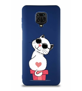 Xiaomi Redmi Note 9S Soft Premier Kapak Coolcat Tasarımlı Silikon Kılıf - Lacivert (Şeffaf)