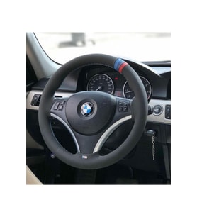 Bmw-m Çizgili Nubuk Direksiyon Kılıfı Ve Nubuk Oto Araba Araç Seyahat Boyun Yastığı