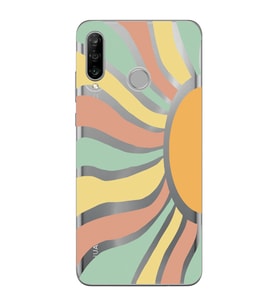 Huawei P30 Lite Uyumlu Güneş Desenli Şeffaf Telefon Kılıfı