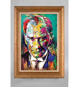 Çerçeveli Paspartulu Atatürk Tablo a283 (Gold)