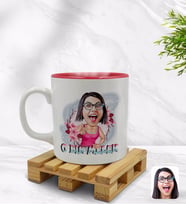 BK Gift Kişiye Özel O Bir Melek Karikatürlü İçi Kırmızı Renkli Kupa Bardak Model 1