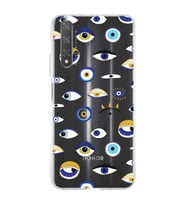 PrintiFy Huawei Honor 20 ile Uyumlu 1mm Slim Fit Nazar Boncuğu 2 Baskılı Şeffaf  Kılıf