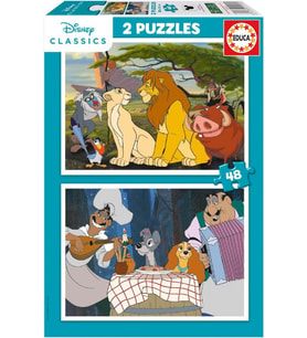 Educa 4-6 Yaş 2x48 Parça Disney Klasikleri Hayvanlar Puzzle - Erkek Çocuk Karton Puzzle