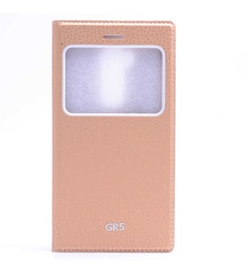 Huawei GR5 Kılıf Dolce Kapaklı Kılıf (Gold)