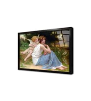 Cupid ve Psyche Çerçeveli Cam Tablo