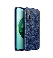 Coverzone Xiaomi Redmi Note 11E Uyumlu Silikon K?l?f TPU Niss Deri G�r�n�ml� Ultra Slim Fit Lacivert