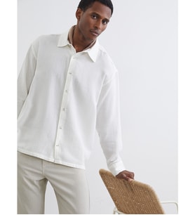 LCW Vision Beyaz Regular Fit Dokulu Erkek Basic Gömlek