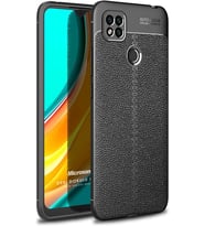 Xiaomi Redmi 10A için Kılıf Deri Dokulu Silikon Siyah [Redmi 10A ile Uyumlu Kılıf - Siyah]
