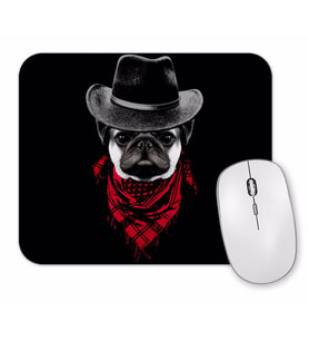 Kovboy Pug Köpek Mouse Pad.jpg