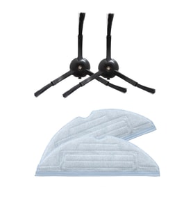 Roborock S7 Max Ultra Uyumlu 2 Adet Siyah Yan Fırça 2 Adet Mop Fiber Paspas