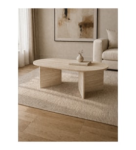 Modern Oval Orta Sehpa Minimal Ahşap Salon Sehpası