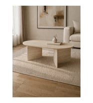 Modern Oval Orta Sehpa Minimal Ahşap Salon Sehpası