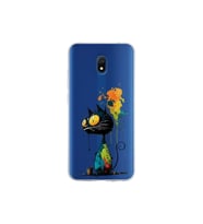 Redmi 8A ile Uyumlu Splash Kedi Tasarımlı Şeffaf Silikon Kılıf