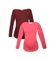 LuvmaBelly MYRA2303_2305 Hamile tshirt seti (Kırmızı)
