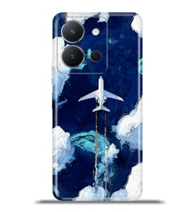 Vivo Y36 Kapak HD Renkli Dizayn Silikon Kılıf - Uçak Yolculuğu