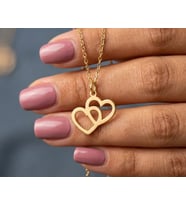 Kişiye Özel 925 Ayar Gümüş Tasarım Kalpler Kolye (Gold)