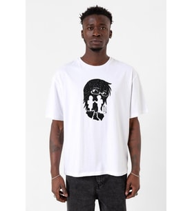 Erased Anime Black White Silhoette Beyaz Erkek Oversize Tshirt