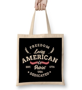 Freedom Loving American Patriot USA Dedicated 1776 Bez Çanta Uzun Saplı