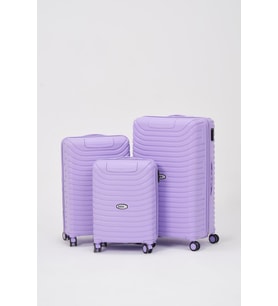 Lila 3 lü Set Silikon Kırılmaz PP Valiz (Çok Renkli)