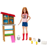 Barbie Tavuk Yetiştiricisi Bebek ve Oyun Seti - Kızıl Saçlı Bebek ve Tavuk Kümesi FXP15 (Karışık)