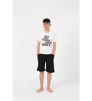 Erkek Genç Garson Boy Kısa Kol Ekru Penye Şortlu Pijama Takımı