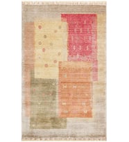 Bej Turuncu Salon Halısı Patchwork Stil Modern Dokuma Koridor Kullanımı Viskon Geometrik