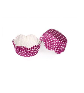 Kek Kalıbı Pet Kapsül 65*38 Mm Kağıt Cupcake Kağıdı (100 Adet)  Puantiyeli Mor