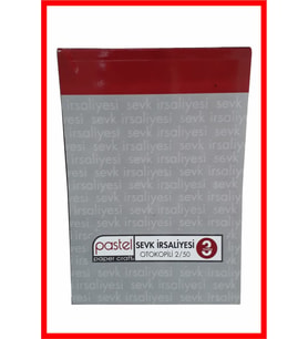 Sevk İrsaliyesi 14x20 cm boyutunda 2/50 Otokopili 1 Asıl 2 Suret (3 Nüsha) 6 Adet