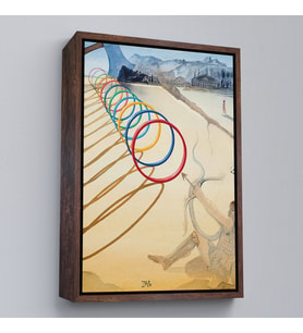Çerçeveli Salvador Dali - Yay Denemesi Tablosu - L'Épreuve de l'arc (Altın)