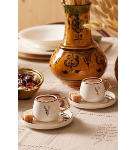 Aries 2 Kişilik Kahve Fincanı 100 ml (Beyaz)