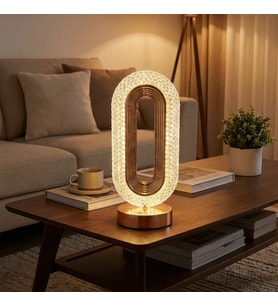 Oval Şeklinde Kristal LED Masa Lambası – Dokunmatik, 3 Renk Işık Modlu, Şarjlı Dekoratif Gece Lambası (5343)