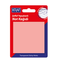 Kraf Yapışkanlı Şeffaf Not Kağıdı 76x76 mm 50 yp Transparan Pembe 