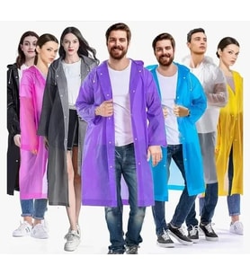 Lunaev Kadın Erkek Yağmurluk Kapüşonlu Çıtçıtlı EVA Raincoat İş Yağmurluğu Ve Montu