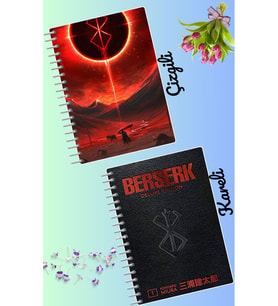 Berserk anime defter seti 2 adet A4 boyutu 21*30 çizgili + kareli 60 syf