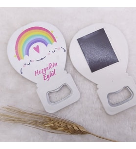 Hayaller Dükkanı 30 Adet Gökkuşağı Baskılı Kız Bebek Balon Açacak Magnet 11x7 Cm Uv  Bebek Magnetleri
