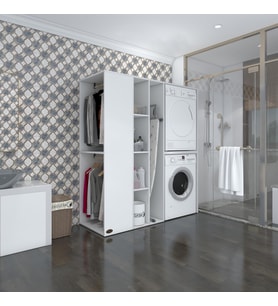 Kenzlife çamaşır-kurutma makinesi dolabı ve giysi dolabı kazvinimdf sol byz 180*160*60  % 100 FULL MDF (Beyaz)