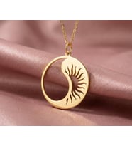 Kişiye Özel Yin Yang Güneş Tasarım Kolye 925K Gümüş (Gold)