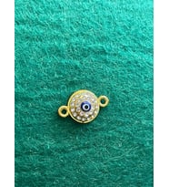 1.5 CM ALTIN SARISI ZİRKON TAŞLI NAZAR BONCUKLU KOLYE BİLEKLİK UCU TAKI YAPIMI