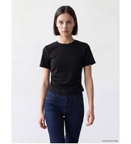 LCW Comfort Siyah Bisiklet Yaka Büzgülü Kadın Tişört