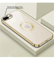 Apple iPhone 8 Plus Kılıf Zebana Glint Silikon Kılıf Rose Gold (Gold)